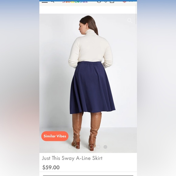 NWOT ModCloth Women’s Sway This Way Navy Skirt w/ Stripe size Large - Picture 9 of 12
